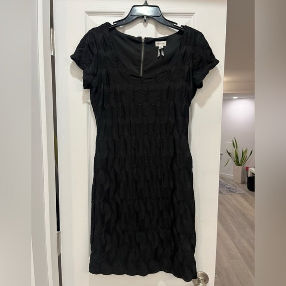 Stretchy Textured Black Dress Dynamite Bodycon Scoop Neck M